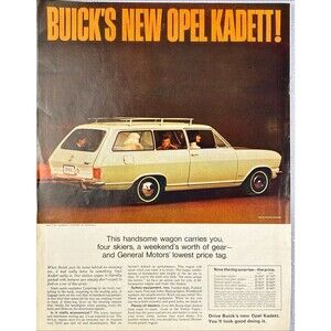 Buick Opel Kadett Wagon "Carries a weekend worth of Gear" Vintage Print Ad 1966